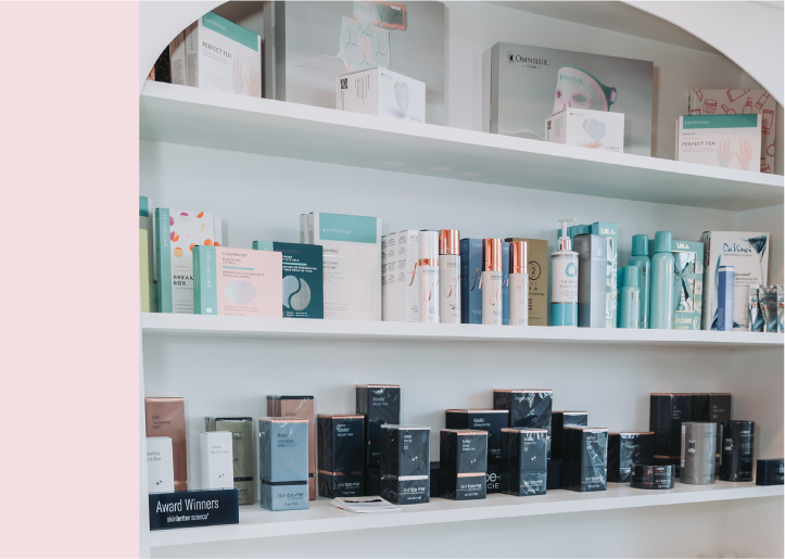 Skincare products on display in the shop