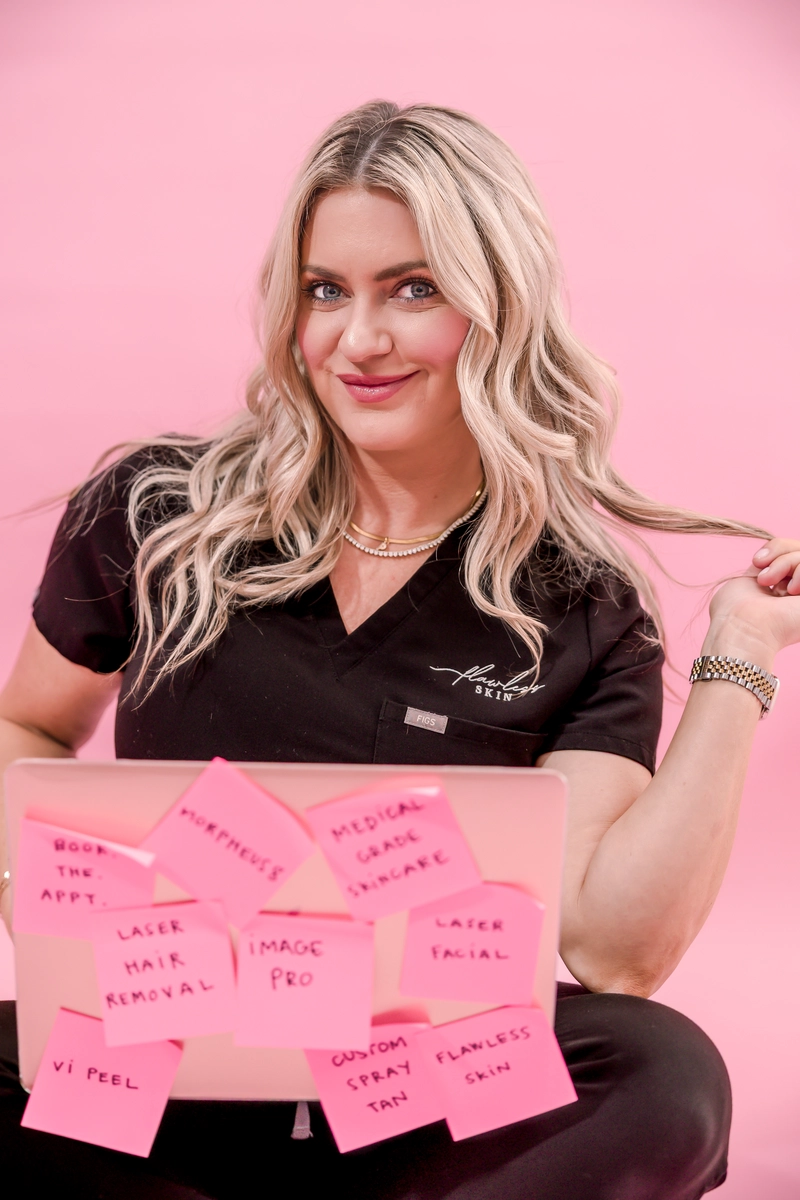 Alexis Zimmerman, owner. prepares the monthly newsletter
